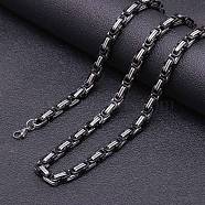 Titanium Steel Byzantine Chains Necklaces for Men, Black, 25.59 inch(65cm)(FS-WG56795-53)