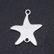 201 Stainless Steel Links connectors, Laser Cut, Starfish/Sea Stars, Blank Stamping Tag, Stainless Steel Color, 16.5x14x1mm, Hole: 1.4mm(STAS-S105-T886-1)