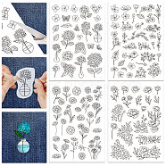4 Sheets 11.6x8.2 Inch Stick and Stitch Embroidery Patterns, Non-woven Fabrics Water Soluble Embroidery Stabilizers, Flower, 297x210mmm(DIY-WH0455-052)