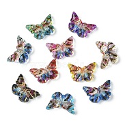 Translucent Resin Cabochons, Golden Metal Enlaced Butterfly, Mixed Color, 6.5x9.5x2.5mm(RESI-E039-28)
