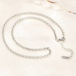 4MM 304 Stainless Steel Rolo Chain Necklaces for Men Women, Tarnish Free, Stainless Steel Color, 20.47 inch(52cm)(NJEW-H093-07A-P)