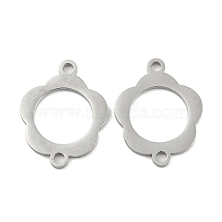 304 Stainless Steel Connector Charms, Flower, Stainless Steel Color, 19x14.5x1mm, Hole: 1mm(STAS-P344-08P)