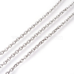 304 Stainless Steel Cable Chains, Soldered, Flat Oval, Stainless Steel Color, 3x2x0.5mm(X-CHS-R002-0.5mm)