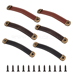 6 Sets 3 Colors PU Leather Drawer Handles, Door Pull Handles, Cabinet Pull Strap, with Alloy Buckles & Screws, Mixed Color, 143x21x3mm, 2 sets/color(DIY-GF0006-72)