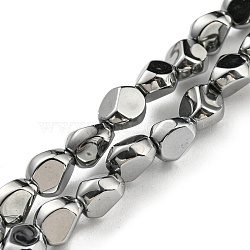 Full Plated Electroplate Glass Beads Strands, Faceted Polygon, Silver, 7.5x6x6.8mm, Hole: 1mm, about 90pcs/strand, 26.85 inch(68.2cm)(EGLA-G037-04A-FP02)