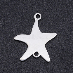 Non-Tarnish 201 Stainless Steel Links connectors, Laser Cut, Starfish/Sea Stars, Blank Stamping Tag, Stainless Steel Color, 16.5x14x1mm, Hole: 1.4mm(STAS-S105-T886-1)