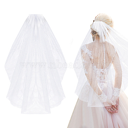 Glittered Long Mesh Tulle Bridal Veils with Combs, for Women Wedding Party Decorations, White, 790x78x9mm(OHAR-WH0025-14)