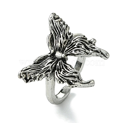 Butterfly Alloy Open Rings for Women, Lead Free & Cadmium Free, Antique Silver, 20mm, Inner Diameter: Adjustable(RJEW-K275-45AS)