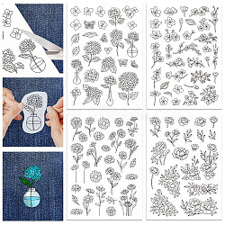 4 Sheets 11.6x8.2 Inch Stick and Stitch Embroidery Patterns, Non-woven Fabrics Water Soluble Embroidery Stabilizers, Flower, 297x210mmm(DIY-WH0455-052)
