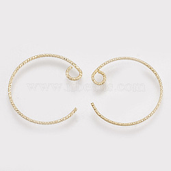 Brass Earring Hooks, with Horizontal Loop, Real 18K Gold Plated, 21~25x17~22x1mm, 18 Gauge, Hole: 2.5mm(KK-S348-038)