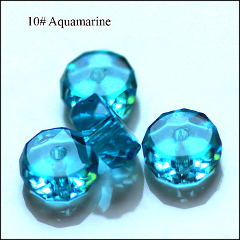 K9 Glass, Imitation Austrian Crystal Beads, Grade AAA, Faceted, Flat Round, Deep Sky Blue, 8x3.5mm, Hole: 0.9~1mm