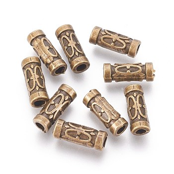 Tibetan Style Alloy Tube Beads, Cadmium Free & Nickel Free & Lead Free, Antique Bronze, 13x5mm, Hole: 2.5mm