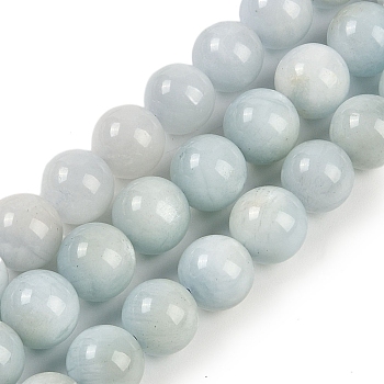 Natural Aquamarine Round Bead Strands, 8mm, Hole: 1mm, about 49pcs/strand, 15.5 inch