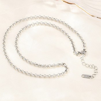 4MM 304 Stainless Steel Rolo Chain Necklaces for Men Women, Tarnish Free, Stainless Steel Color, 20.47 inch(52cm)