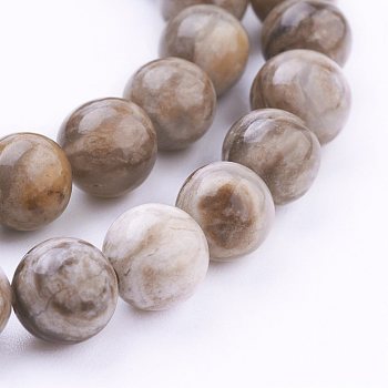 Natural Silver Leaf Jasper Beads Strands, Round, 8mm, Hole: 1mm, about 50pcs/strand, 15.7 inch(40cm)