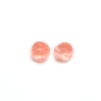 Glass Beads, Nuggets, Half Drilled, for DIY Hair Accessories, Salmon, 13x12x11.5mm, Hole: 1.2mm