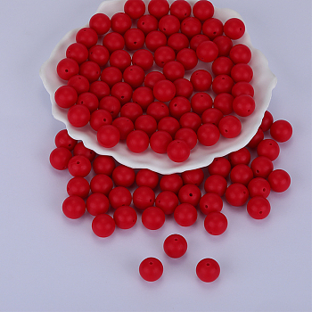 Round Silicone Focal Beads, Chewing Beads For Teethers, DIY Nursing Necklaces Making, FireBrick, 15mm, Hole: 2mm