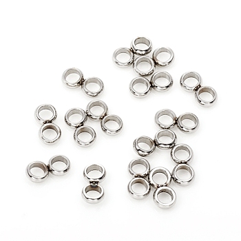 201 Stainless Steel Spacer Bars, Double Ring, Stainless Steel Color, 7x3.5x1.5mm, Hole: 2.2mm