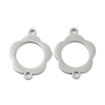 304 Stainless Steel Connector Charms, Flower, Stainless Steel Color, 19x14.5x1mm, Hole: 1mm