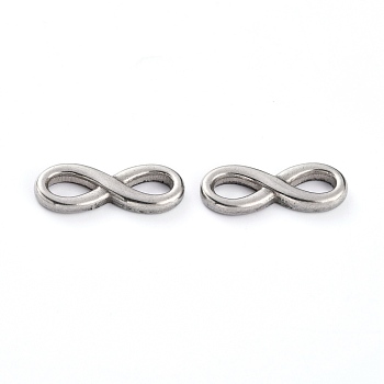 304 Stainless Steel Links Connectors, Infinity, Stainless Steel Color, 8x21x3mm, Hole: 7mm