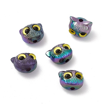 UV Plating Acrylic Beads, Cat Bead, Medium Purple, 16.5x19x16mm, Hole: 3.5mm