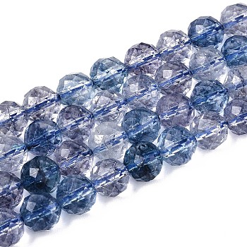 K9 Glass Beads Strands, Imitation Gemstone, Round, Faceted, Light Steel Blue, 7~8mm, Hole: 1.2mm, about 50pcs/strand, 14.37 inch(36.5cm)