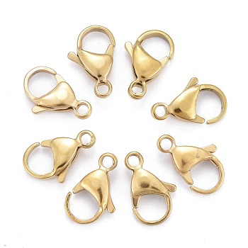 Ion Plating(IP) 304 Stainless Steel Lobster Claw Clasps, Parrot Trigger Clasps, Real 18K Gold Plated, 15x9x4.5mm, Hole: 2mm