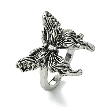 Butterfly Alloy Open Rings for Women, Lead Free & Cadmium Free, Antique Silver, 20mm, Inner Diameter: Adjustable