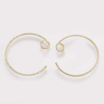 Brass Earring Hooks, with Horizontal Loop, Real 18K Gold Plated, 21~25x17~22x1mm, 18 Gauge, Hole: 2.5mm