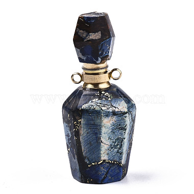 Light Gold Dark Blue Bottle Pyrite Pendants