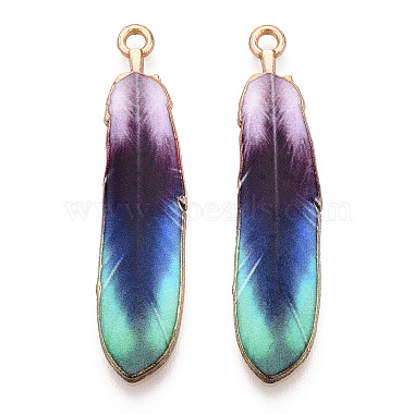 Light Gold Purple Feather Alloy Pendants