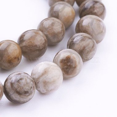 8mm Round Silver Leaf Jasper Beads