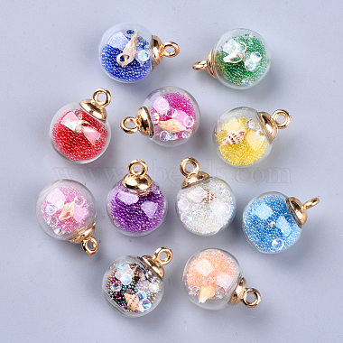 Golden Mixed Color Round Glass Pendants