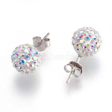 Gifts for Her Valentines Day 925 Sterling Silver Austrian Crystal Rhinestone Ball Stud Earrings for Girl(Q286H021)-3