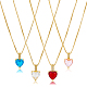 4Pcs 4 Colors Cubic Zirconia Heart Pendant Necklaces Set with Golden Brass Box Chains(NJEW-AN0001-78)-1