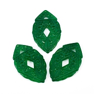 Natural Dyed Jade Big Pendants, Leaf, 51~51.5x31~32x3~3.5mm, Hole: 1.2mm(G-F611-09)