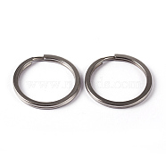 304 Stainless Steel Split Key Rings, Keychain Clasp Findings, Stainless Steel Color, 2x25mm(STAS-L176-20)