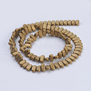 Electroplate Non-magnetic Synthetic Hematite Beads Strands, Frosted, Rectangle, Golden Plated, 8x4x2mm, Hole: 1mm, about 98~102pcs/strand, 15.5 inch(39.5cm)(G-J382-4x8x2mm-A01-F)
