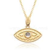 Brass Micro Pave Clear Cubic Zirconia Pendants Necklaces for Women, Evil Eye, Golden, 17.52 inch(44.5cm)(NJEW-B092-02G)