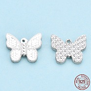925 Sterling Silver Charms, Butterfly, Silver, 9.5x11x1.5mm, Hole: 0.8mm(STER-T006-02)