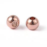 Round Ion Plating(IP) 202 Stainless Steel Beads, Rose Gold, 8x6.5mm, Hole: 3.5mm(STAS-O091-C-04RG)