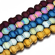 Electroplate Non-magnetic Synthetic Hematite Beads Strands, Shell, Mixed Color, 8.5x9x4mm, Hole: 1mm, about 48pcs/strand, 15.35 inch~15.55 inch(39cm~39.5cm)(G-T114-81)