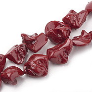 Shell Pearl Beads Strands, Nuggets, Dark Red, 18~30x16~28x8~18mm, Hole: 1mm, about 18~21pcs/strand, 15.5 inch(PEAR-S012-63)