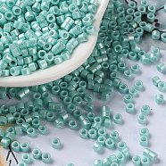 Baking Paint Glass Seed Beads, Cylinder, Medium Aquamarine, 2.5x2mm, Hole: 1.4mm, about 45359pcs/pound(SEED-S042-15A-09)
