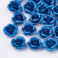 Aluminum Beads, Frosted, Long-Lasting Plated, 3-Petal Flower, Dodger Blue, 6x4.5mm, Hole: 0.8mm(FALUM-T001-02A-34)