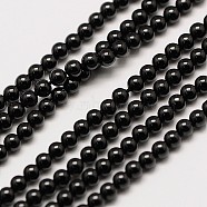 Natural Black Spinel Round Bead Strands, 2mm, Hole: 0.8mm, about 184pcs/strand, 16 inch(G-A130-2mm-32)