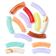Two Tone Acrylic Beads, Imitation Gemstone, Curved Tube, Mixed Color, 31x9.5x7.5mm, Hole: 1.8mm(MACR-YW0002-54)