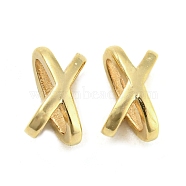 Brass Beads, Cadmium Free & Lead Free, Letter X Shape, Real 24K Gold Plated, 7x4x4mm, Hole: 4x2mm(KK-A187-08G)