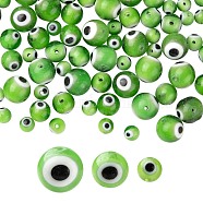 3 Strands 3 Style Handmade Evil Eye Lampwork Round Bead Strands, Olive Drab, 6~10mm, Hole: 1mm, about 39~65pcs/strand, 14.17~14.96 inch(36~38cm), 1 strand/style(LAMP-LS0001-12A)