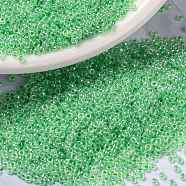 MIYUKI Round Rocailles Beads, Japanese Seed Beads, (RR520) Mint Green Ceylon, 15/0, 1.5mm, Hole: 0.7mm, about 5555pcs/10g(X-SEED-G009-RR0520)